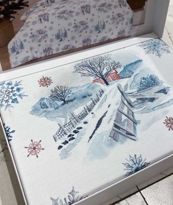 Постельное белье Tivolyo Deluxe "Christmas", 2-х спальное (евро), кремовый