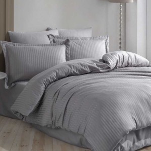 Постельное белье Hobby "Cizgili", 2-х спальное (евро), серый