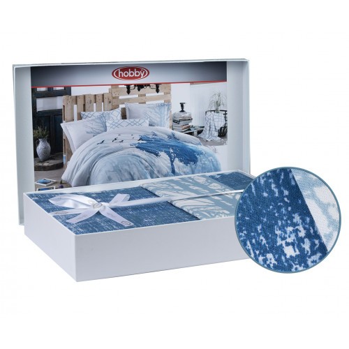 Постельное белье Hobby "Alandra", семейное, голубой