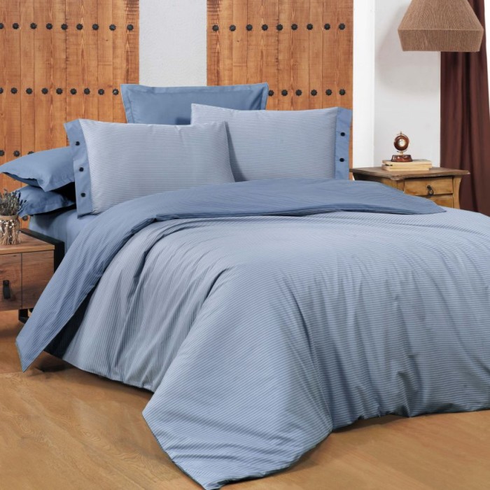 Постельное белье Sarev страйп "New Fancy", 2-х спальное (евро), голубой