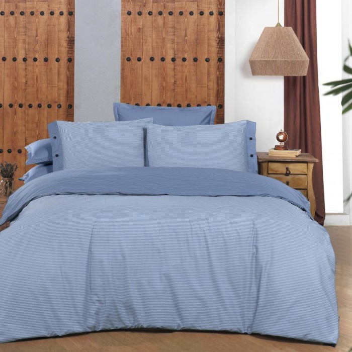 Постельное белье Sarev страйп "New Fancy", 2-х спальное (евро), голубой