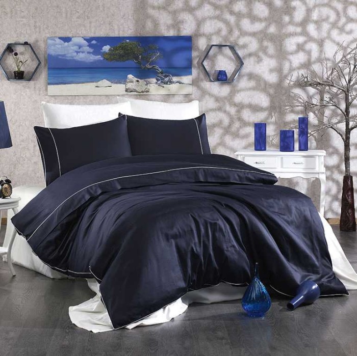 Постельное белье Grazie "Alix", 2-х спальное (евро), сине-кремовый