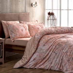 Постельное белье Tac Digital Saten "Blanche", 2-х спальное (евро), розовый