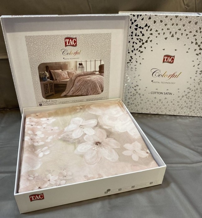 Постельное белье Tac Digital Saten "Blanche", 2-х спальное (евро), розовый