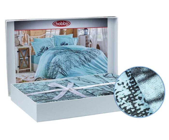 Постельное белье Hobby поплин "Margherita", 1,5 спальное, бирюзовый