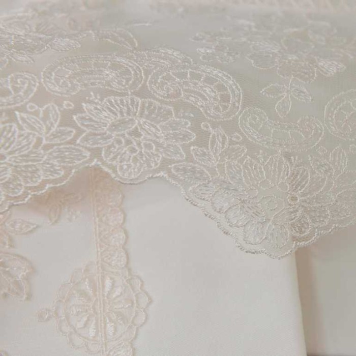 Постельное белье Tivolyo с кружевом "Minoso", 1,5 спальное, кремовый