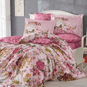 Постельное белье HOBBY "ROSANNA", 2-х спальное (евро), розовый