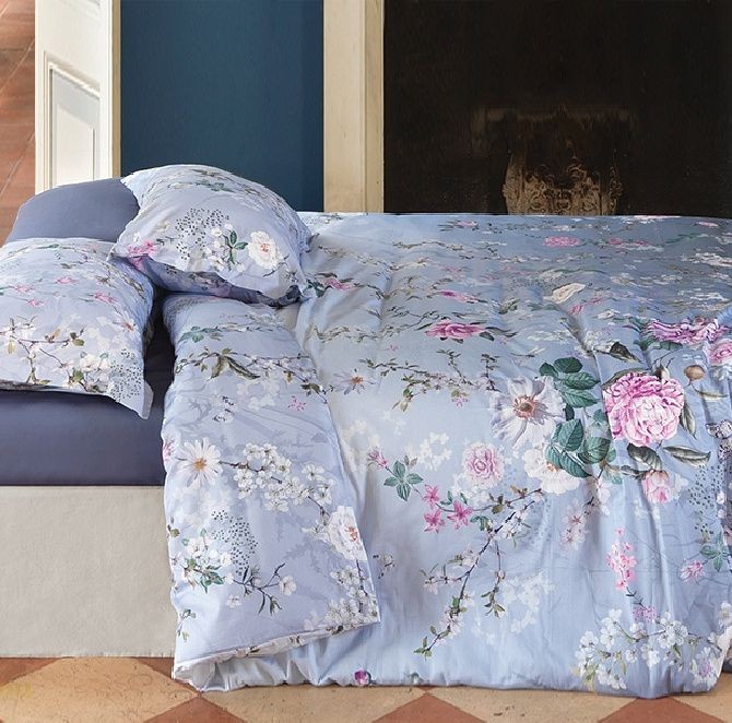 Постельное белье Mirabello "Gardenia Sweet", 2-х спальное (евро), голубой