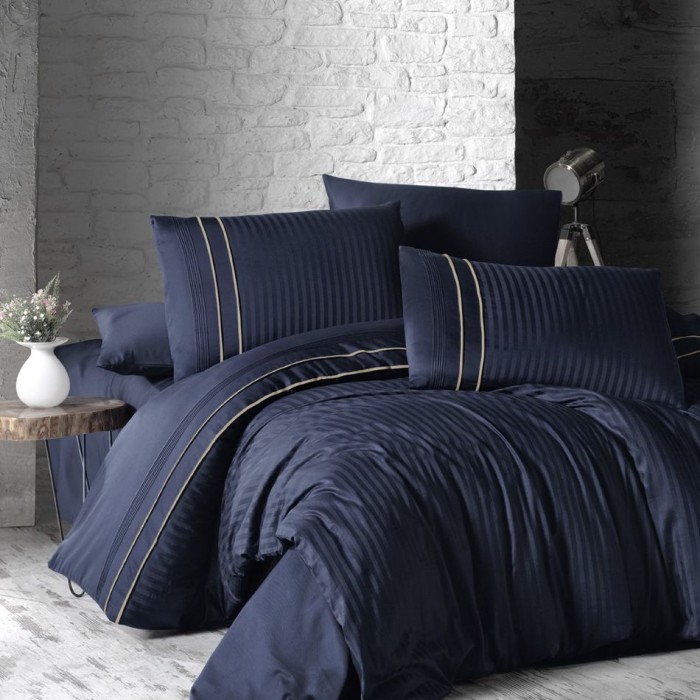 Постельное белье Do&Co жаккард Delux "Stripe Style", 2-х спальное (евро), синий