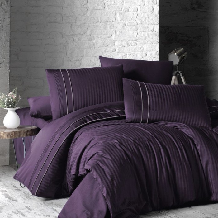 Постельное белье Do&Co жаккард Delux "Stripe Style", 2-х спальное (евро), фиолетовый
