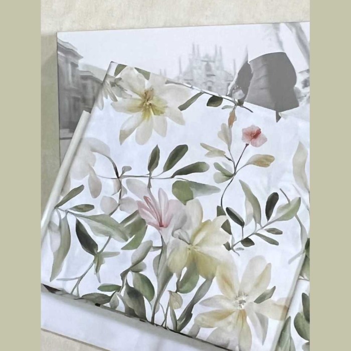 Постельное белье Mirabello перкаль "Clematis", 2-х спальное (евро), белый