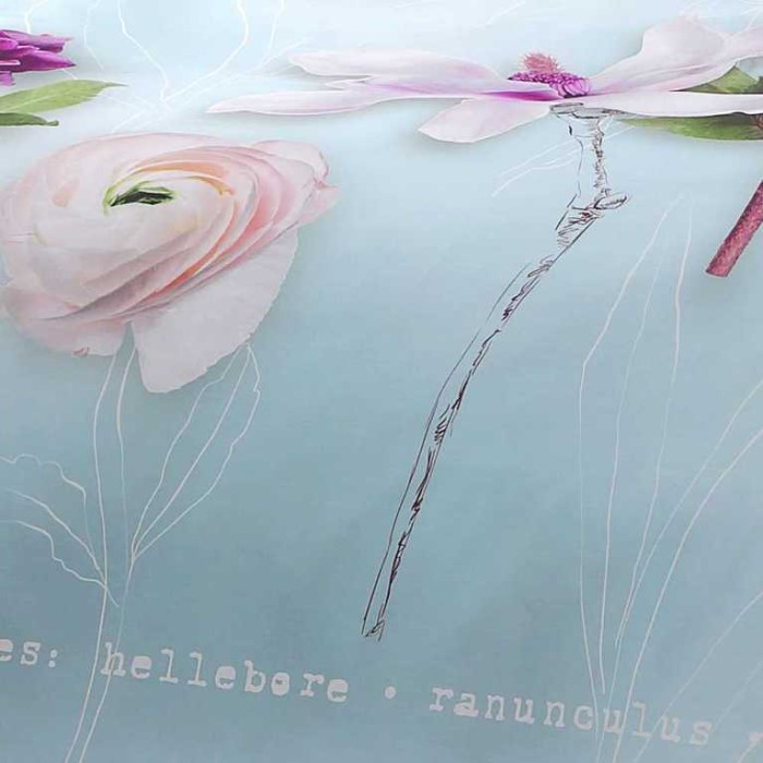 Постельное белье Tivolyo Deluxe "Floris", семейное, голубой