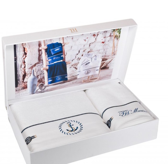 Набор полотенец Tivolyo "Anchor", 2 шт, белый