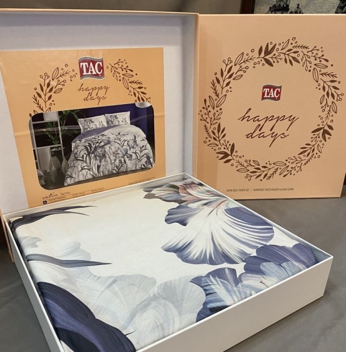 Постельное белье Tac Saten "Sarina", 2-х спальное (евро), V06, фиолетовый