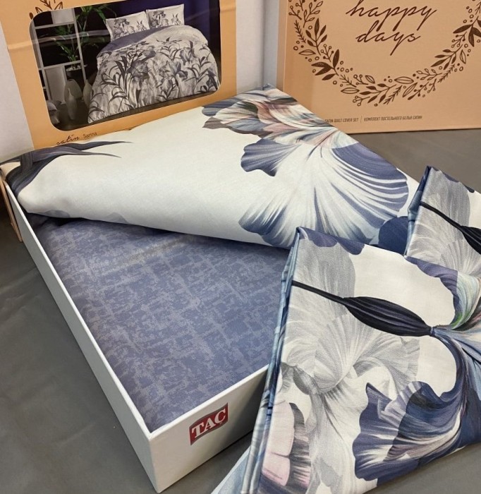 Постельное белье Tac Saten "Sarina", 2-х спальное (евро), V06, фиолетовый