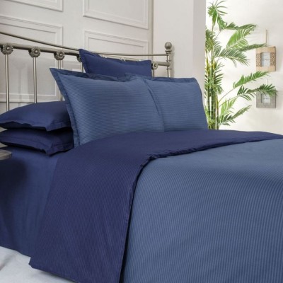 Постельное белье Sarev страйп "Fancy", семейное, темно-синий