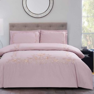 Постельное белье Arya Deluxia с вышивкой "GILMOR", 2-х спальное (евро), розовый