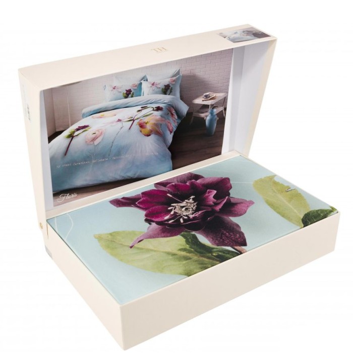 Постельное белье Tivolyo Deluxe "Floris", 1,5 спальное, голубой