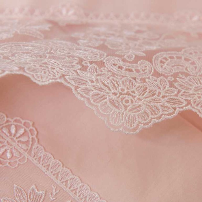 Постельное белье Tivolyo с кружевом "Minoso", семейное, пудра