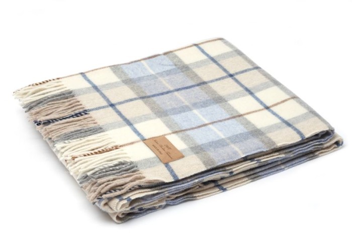 Плед IWT Srl шерсть "Sorrento 2", 150x200 cм, бежево-голубой