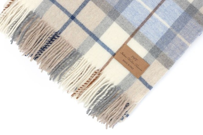 Плед IWT Srl шерсть "Sorrento 2", 150x200 cм, бежево-голубой