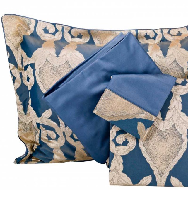 Постельное белье Tivolyo с вышивкой "Berta", 2-х спальное (евро), синий