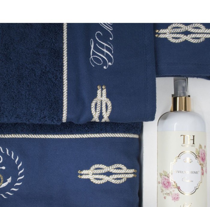 Набор полотенец Tivolyo "Anchor", 3 шт, синий
