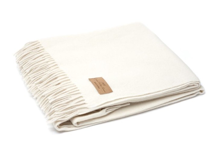 Плед IWT Srl шерсть "Lara Bianco", 150x200 cм, слоновая кость