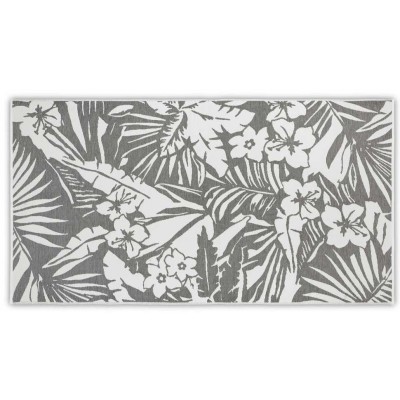 Полотенце Lappartement пляжное &quot;Floral&quot;, 100x180 см, бело-темно-серый