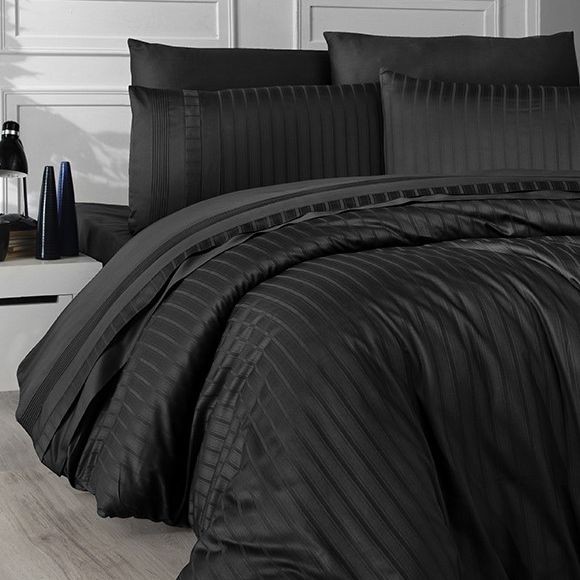 Постельное белье Do&Co жаккард Delux "New Trend", 2-х спальное (евро), черный