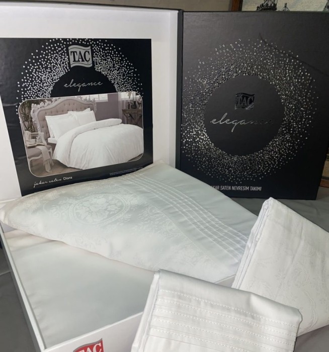 Постельное белье Tac Jakar "Diana", 2-х спальное (евро), белый