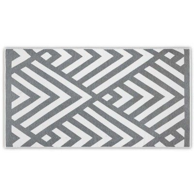 Полотенце Lappartement пляжное &quot;Geometric&quot;, 100x180 см, бело-темно-серый