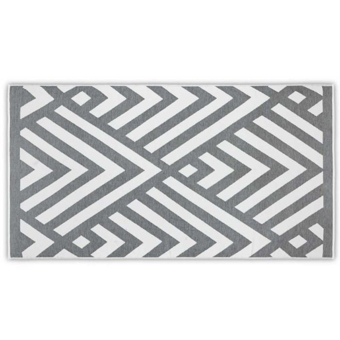 Полотенце Lappartement пляжное "Geometric", 100x180 см, бело-темно-серый