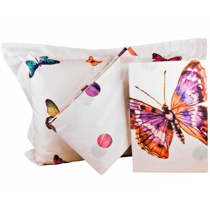 Постельное белье Tivolyo Deluxe "Butterfly", 1,5 спальное, белый