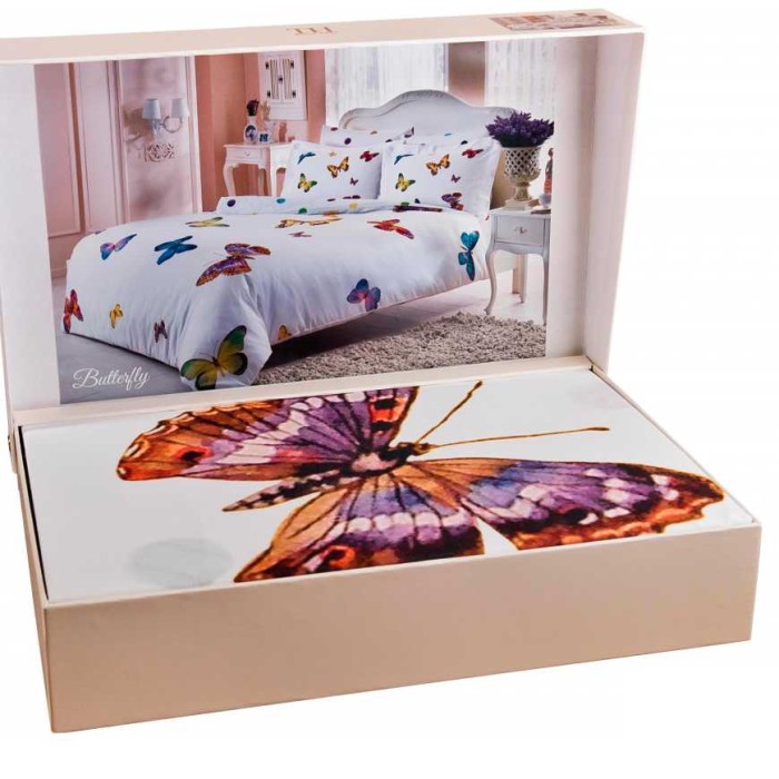 Постельное белье Tivolyo Deluxe "Butterfly", 1,5 спальное, белый