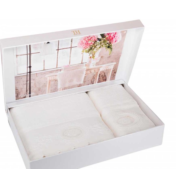 Набор полотенец Tivolyo "Antoinette", 2 шт, кремовый