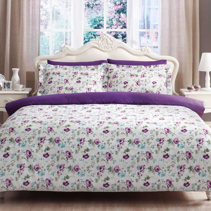 Постельное белье Tivolyo "Garden", 2-х спальное (евро), лиловый