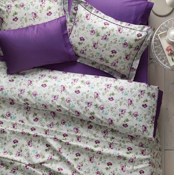 Постельное белье Tivolyo "Garden", 2-х спальное (евро), лиловый
