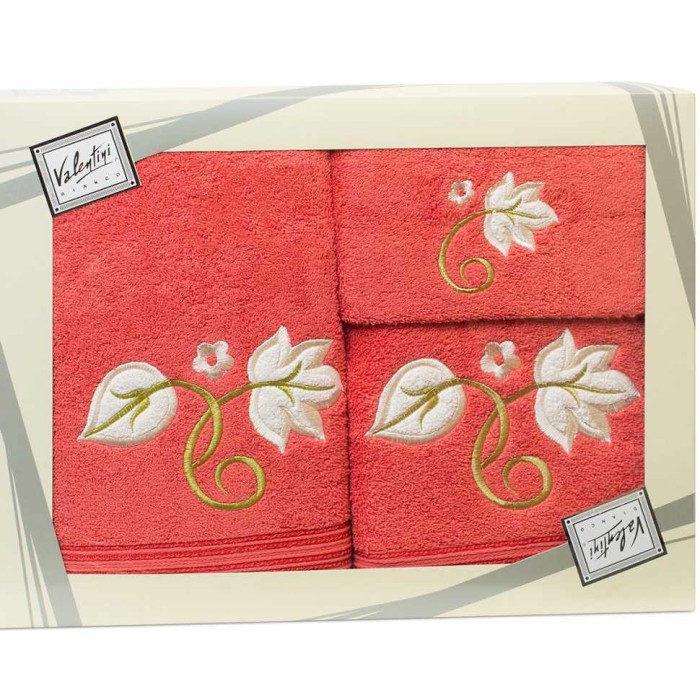 Комплект полотенец Valentini "Flower 1", 1088, 3 шт, красный