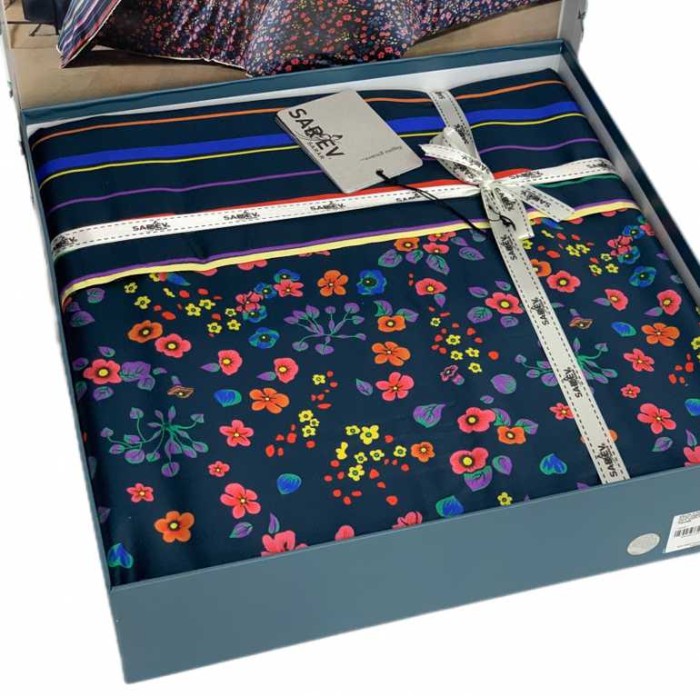 Постельное белье Sarev "Selin", семейное, темно-синий