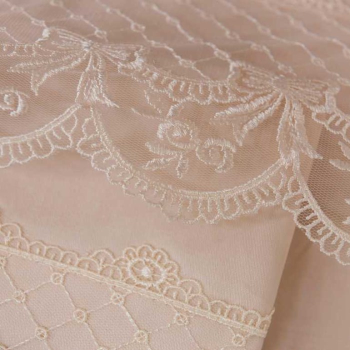 Постельное белье Tivolyo с кружевом "Olivia", 1,5 спальное, бежевый