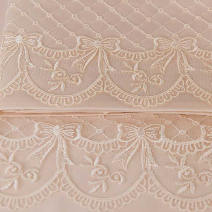 Постельное белье Tivolyo с кружевом "Olivia", 1,5 спальное, бежевый