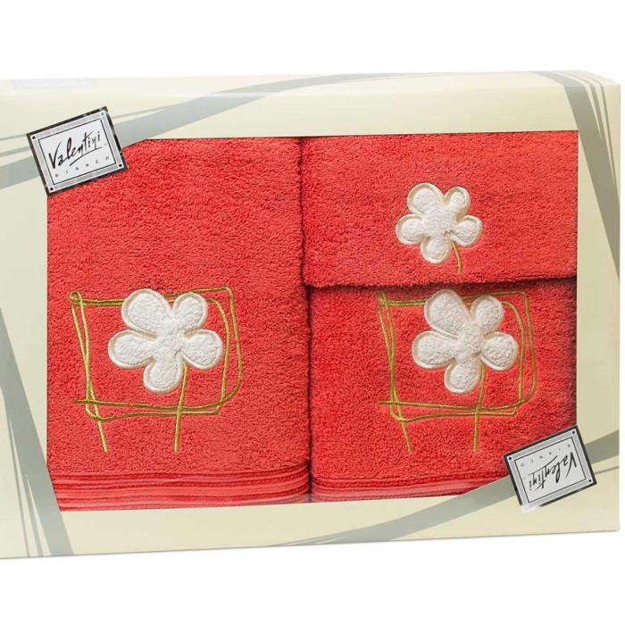 Комплект полотенец Valentini "Flower 3", 1088, 3 шт, красный