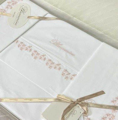 Постельное белье BLUMARINE вышивка &quot;Leda&quot;, 2-х спальное (евро), бело-розовый