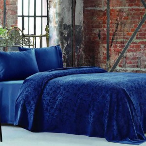 Комплект с покрывалом TIVOLYO "BAROC", 220x240 см, синий