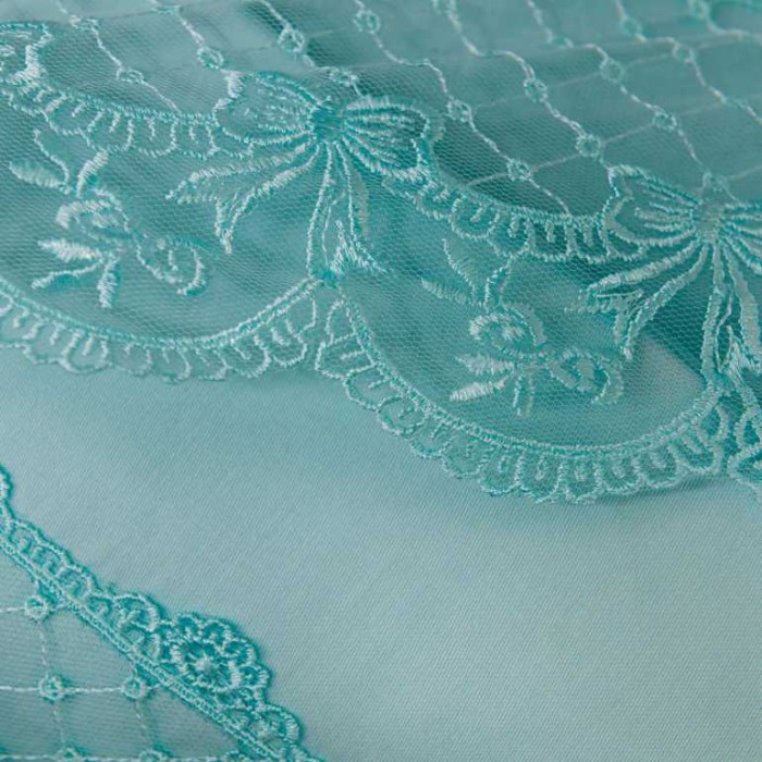 Постельное белье Tivolyo с кружевом "Olivia", семейное, бирюзовый