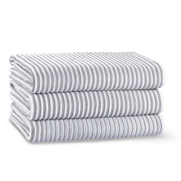 Полотенце Lappartement "Terry Stripe", 100x180 см, бело-серый
