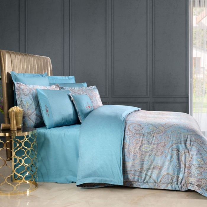 Постельное белье Sarev жаккард Elite "Athena", 2-х спальное (евро), голубой