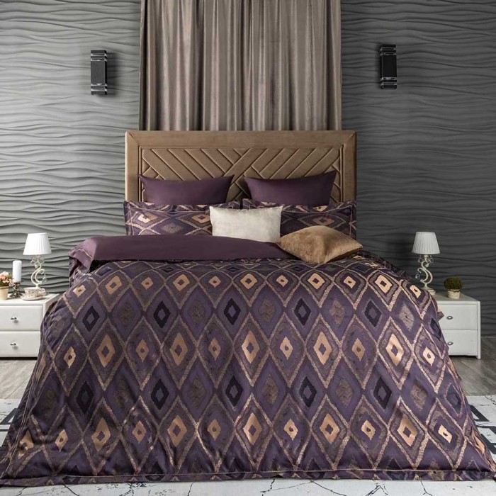 Постельное белье Arya Majestik бамбук "Barton", 2-х спальное (евро), фиолетовый