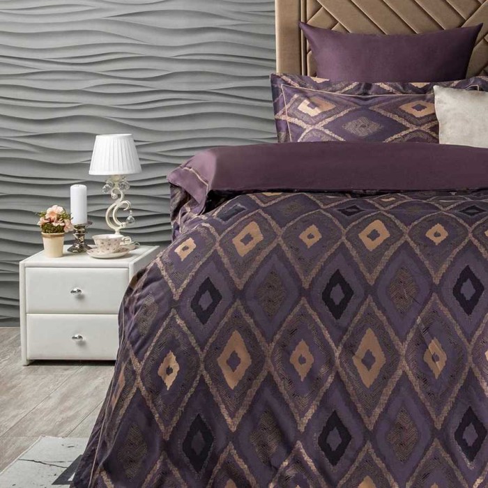 Постельное белье Arya Majestik бамбук "Barton", 2-х спальное (евро), фиолетовый